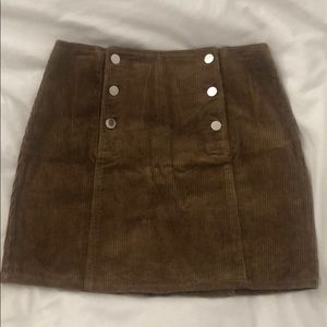 Brown chord mini skirt